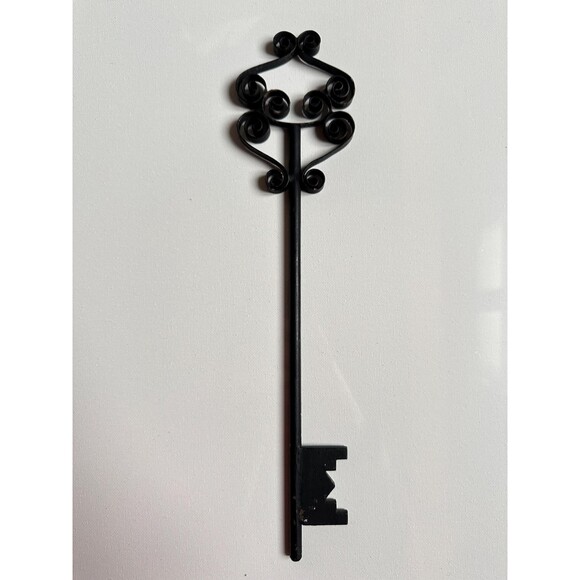 Large 14’’ long black metal elegant vintage key decorative from France - Picture 1 of 4